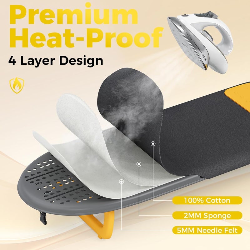 KINGBOARD Tabletop Ironing Board, Small Ironing Board with Iron Mat, Foldable Mini Iron Board, Easy Storage for Travel & Dorm, 12x32 Black - Image 5